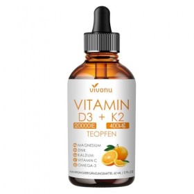 Vitamine D3 K2 20000 UI avec MK7-300 en Huile de coco vierge | Soutient lAbsorption du Calcium, et la Santé des Os, du Systè