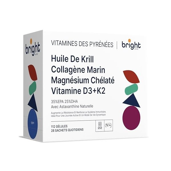 Gestion de la longévité | Vitamine D3 et K2 4000 UI + Magnésium Omega 3 Krill Collagène - Sans OGM | Puissante synergie de vi