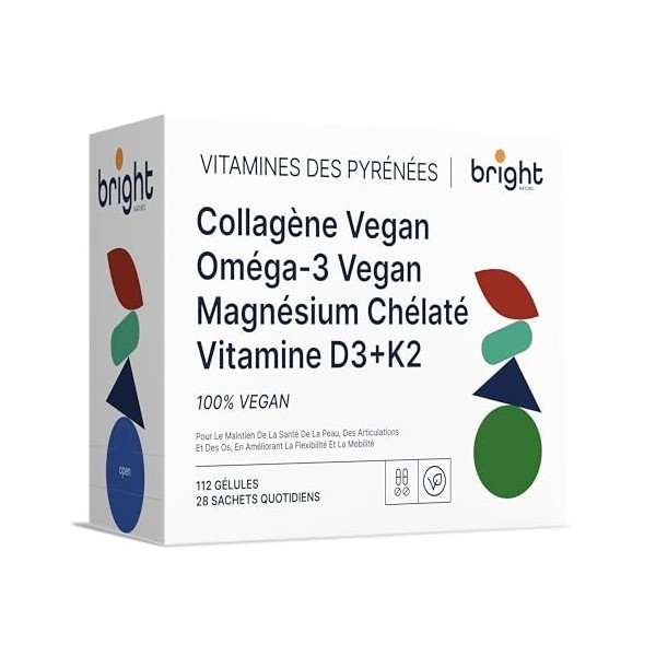 Gestion de la longévité | Vitamine D3 et K2 4000 UI, magnésium, oméga 3 végétalien, collagène végétalien - sans OGM | Puissan