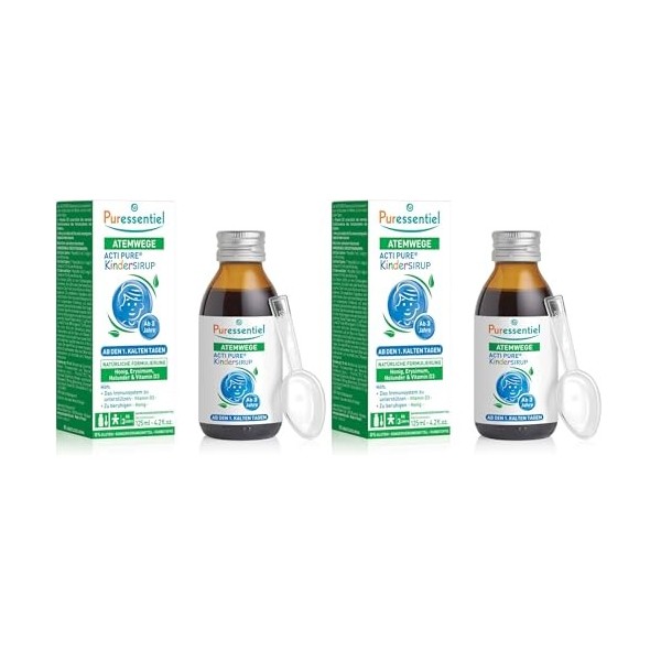Puressentiel Respiratoire – Sirop Acti Pure Nez-Gorge Enfant -3ans - Miel, extraits d’Erysimum et Sureau, Vitamine D3 – Goût 