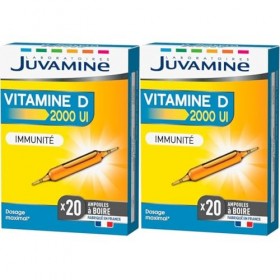 JUVAMINE - Immunité - Vitamine D 2000 UI 50ug - Défenses Immunitaires - Boite de 20 Ampoules Lot de 2 Vitamine D