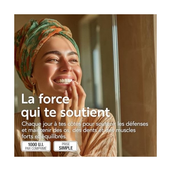 Vitamine D3 2000 UI PiùLife – 2 par jour – Comprimés à Croquer Sans Sucre – Source de Vitamine D Pour Immunité, Os, Dents et