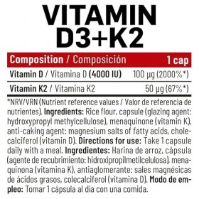 VITAMIN D3 + K2 4000 UI Vitamin D + 50 µg Vitamin K/cap 
