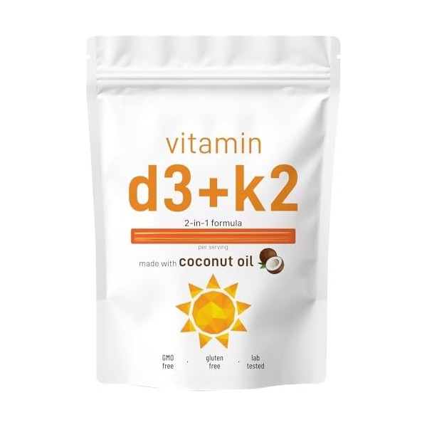 Huile de noix de coco vierge | Soutien osseux, immunitaire et cardiaque 2 en 1 | Facile à avaler, soutien immunitaire et abso