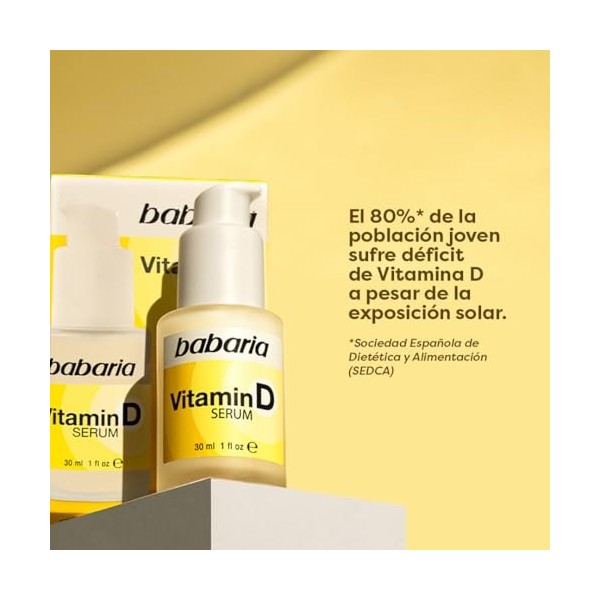 Babaria - Sérum Visage Vitamine D | Revitalise et Active les Récepteurs de Vitamine D | Antioxydant et Anti-âge | Hydratation...