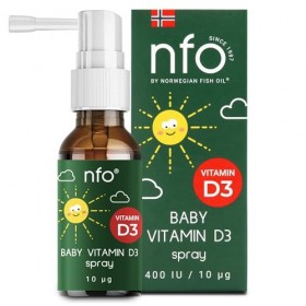 NFO BABY Vitamin D3 Spray 400 UI/10 μg [20 ml: 110 jours/pulvérisations] Vitamine D naturelle pour enfants, Spray bébé Vitami
