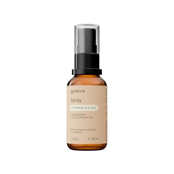 dunatura Vitamine D3 + K2 Spray – 180 pulvérisations de 1000 UI D3 chacune