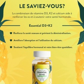 GOMICARE – Gummies Vitamine D3 K2 avec 250 mg de Calcium – Pour Enfants – 60 Gummies Bonbons – Sans Sucre – Sans Gluten – D