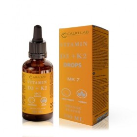 CALIU GUMMY | Gouttes de Vitamine D3 + K2 | 100 ml | 50 µg 2000 UI D3 + 25 µg K2 MK-7 par Goutte | Huile MCT | Formule Vé