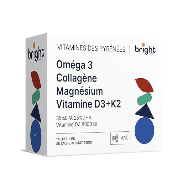 Omega 3 Magnésium Vitamine D3 K2 8000 UI Collagène Marin Hydrolysé Acide Hyaluronique Q10 Zinc – Gestion Osseuse et Cellulair