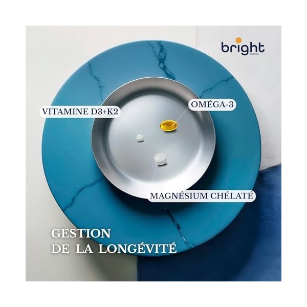 Omega 3 Magnésium Vitamine D3 K2 2000 UI – Sans OGM, PHYTO-GUIDE | Synergie optimale pour cœur, os et équilibre nerveux I 28 