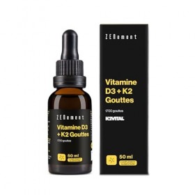 Vitamine D3 + K2 Gouttes - Ingrédients Premium K2VITAL® MK-7 All-Trans 99,7% et Vitamine D3 Naturelle de Lanoline - pour les 