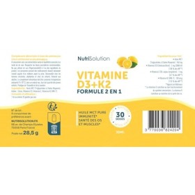 Vitamine D3+K2 par Nutrisolution: Gouttes Liquides Premium - Renforce Os et Muscles - Booste lÉnergie et lImmunité - 30ml - V...