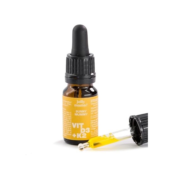 Jolly mama! Vitamine D3 K2 Sunny Mummy | Grossesse, Post-Partum & Allaitement | Vegan | Sans Additifs | Cure 3 Mois | Fabriqu