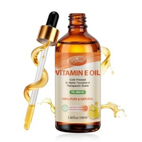 Pjordo Huile de Vitamine E - 100% Pure et Naturelle, Vitamine E Huile 70 000 UI pour la Peau, le Visage, les Cheveux, les Ong