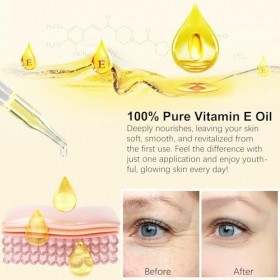 Huile de vitamine E, 60 ml dhuile de vitamine E ultra pure pour la peau, le visage et les cicatrices, nourrissante en profon