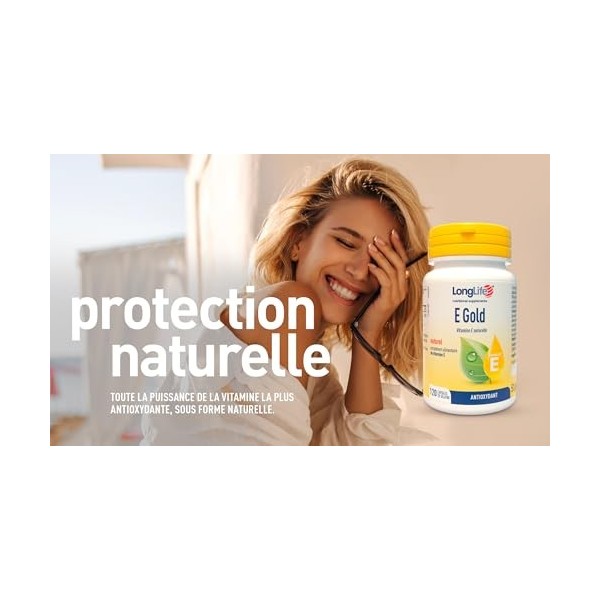 LongLife® E Gold 90 UI | Vitamine E sous forme de d-alpha-tocophérol | Forme la plus puissante de vitamine E | Action antioxy