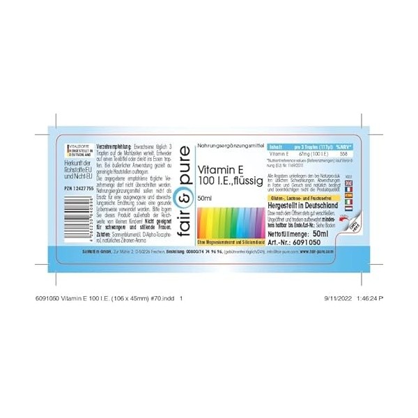 Fair & Pure® - Vitamine E 100 U.I.liquide - huile de vitamine E - 50ml