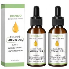 Huile de Vitamine E, 2 x 30 ml Vitamine e Huile Pure, Vitamin E Oil for Skin, Huile Vitamine E pour Peau, Cicatrices, Visage 