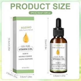 Huile de Vitamine E, 2 x 30 ml Vitamine e Huile Pure, Vitamin E Oil for Skin, Huile Vitamine E pour Peau, Cicatrices, Visage 