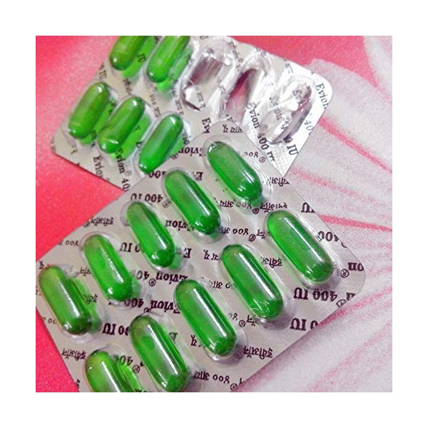 Evion evion Lot de 50 capsules de vitamine E pour le visage, les cheveux, les boutons, la peau éclatante, les cernes, le blan