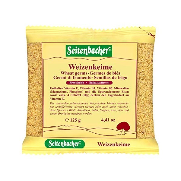 Seitenbacher Germe de blé I Vitamine E I Fibres I Spermidine I Protéines I Lot de 12 12 x 125 g 