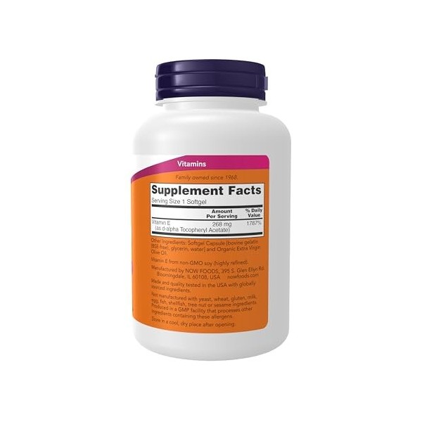 Now Foods E-400 Vitamine E naturelle d-alpha