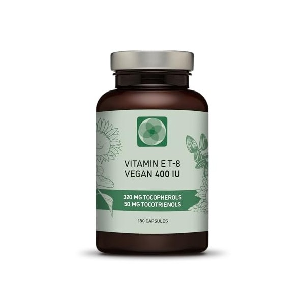 Kala Health Vitamine E – Tous les 8 tocophérols + tocotriénols 400 UI végétaliens – Alpha tocophérol/tocotriénol + bêta-tocop