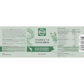 Kala Health Vitamine E – Tous les 8 tocophérols + tocotriénols 400 UI végétaliens – Alpha tocophérol/tocotriénol + bêta-tocop