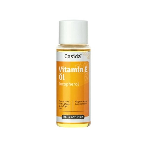 Casida - Huile de Vitamine E - tocophérol - pour les peaux sèches et sensibles - huile de germes de blé pur- la qualité des p