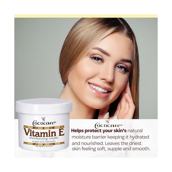 Cococare Crème hydratante à la vitamine E Formule super riche – Hydratant pour la peau haute puissance – 118 ml