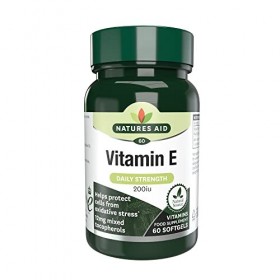 Natures Aid Vitamine E 200 UI Softgels - Antioxydant & Anti-âge pour Visage et Cheveux Contribue à la protection des cellules...