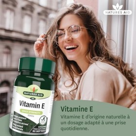 Natures Aid Vitamine E 200 UI Softgels - Antioxydant & Anti-âge pour Visage et Cheveux Contribue à la protection des cellules...