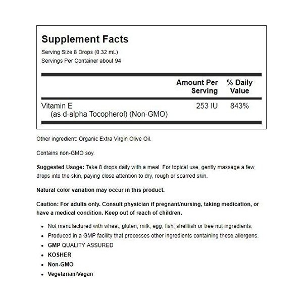 NOW Foods Vitamin E-Oil, Natural Liquid - 30 ml.