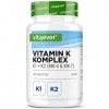 Complexe Vitamine K - 180 Comprimés - Hautement Dosé avec 1 000 µg de Vitamine K1 + K2 Ménaquinone 1 000 µg MK4 + 200 µg MK7