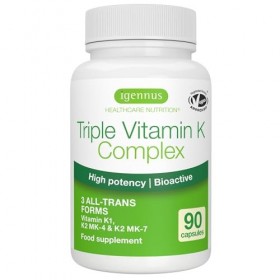 Igennus Triple Vitamine K Complex Avancé 2700 mcg, K2 MK-4 & MK-7 & K1, Formes Naturelles Bioactives, Haute Puissance, Sant