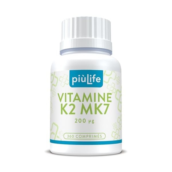 Vitamine K2 Mk7 200 mcg ménachinone 100% All-Trans – 1 Par Jour – Vit K2 Vitamine K pour la solidité osseuse & la mobilité ar