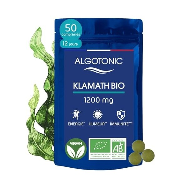 Algotonic - Klamath BIO - 50 comprimés - Complément Alimentaire - Humeur - Immunité - Energie mentale et physique - Vitamine 