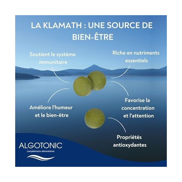 Algotonic - Klamath BIO - 50 comprimés - Complément Alimentaire - Humeur - Immunité - Energie mentale et physique - Vitamine 