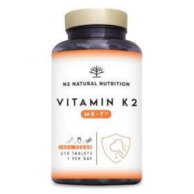 Vitamine K2 MK-7. Complément alimentaire. 210 Capsules pour 210 jours avec Ménaquinone et Chlorophylle. Marquage CE. N2 Natur