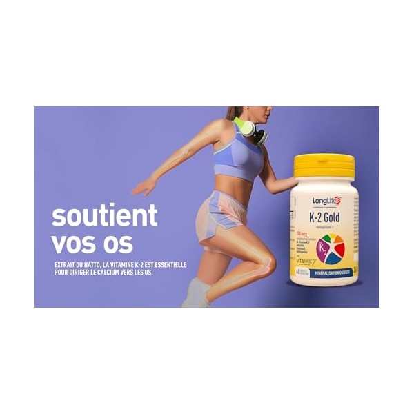 LongLife® K‑2 Gold | Ménaquinone issue du natto | MenaQ7 | Vitamine K-2 en huile d’olive extravierge haute biodisponibilité