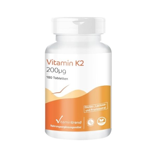 Vitamine K2-200mcg – Végan - ! POUR 6 MOIS ! – Boite de 180 comprimés | Vitamintrend®