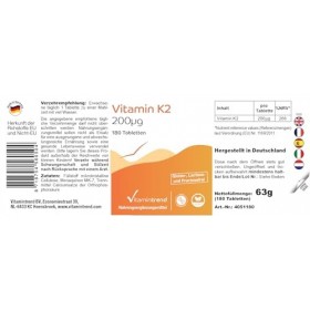 Vitamine K2-200mcg – Végan - ! POUR 6 MOIS ! – Boite de 180 comprimés | Vitamintrend®