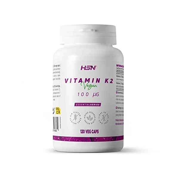 Vitamine K2 de HSN | 100 mcg MenaquinGold | À partir du Natto fermenté | Complément pour 4 Mois | Végétalien, Sans Gluten, Sa