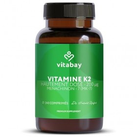 Vitamine K2 200 ?g ménaquinone naturelle MK-7 240 comprimés végétaliens Vitamine K