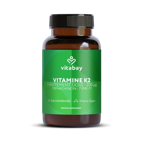 Vitamine K2 200 ?g ménaquinone naturelle MK-7 240 comprimés végétaliens Vitamine K