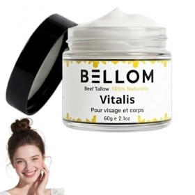 Beef Tallow Vitalis Bellom, 2026 Nouveaux Beef Tallow for Skin, Crème Hydratante 100% Naturelle au Beurre et au Miel Bio, Ing...