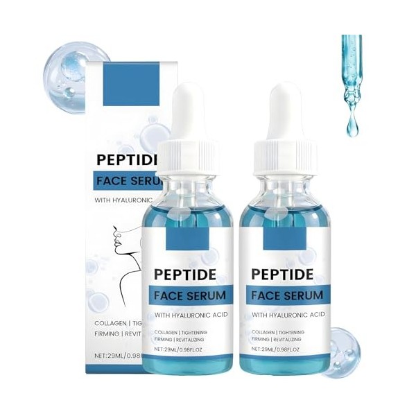2 Pcs Copper Peptide Serum Peptide de Cuivre Sérum de Peptides de Cuivre pour le Visage Réduire les Ridules et Hydrater la Pe