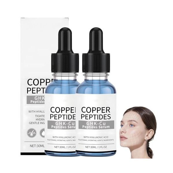 2 Pièces Copper Peptide Sérum Peptide De Cuivre Sérum Hydrate Nourrit Atténue Efficacement Rides Améliore LÉlasticité De La 