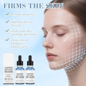 2 Pièces Copper Peptide Sérum Peptide De Cuivre Sérum Hydrate Nourrit Atténue Efficacement Rides Améliore LÉlasticité De La 